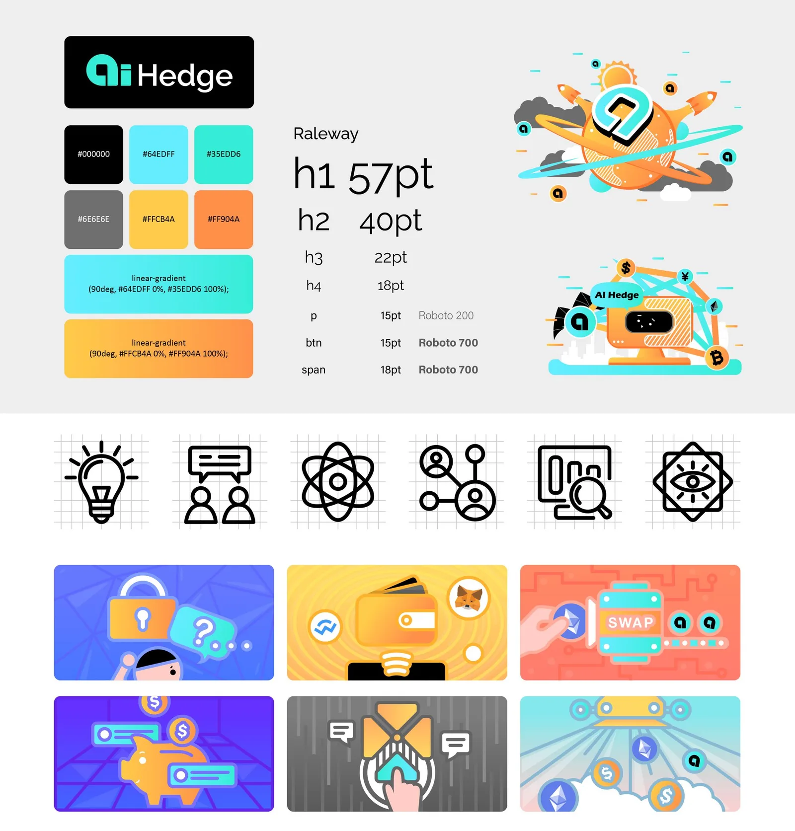 AI Hedge brand guidelines: logo, colours, type and illustrations