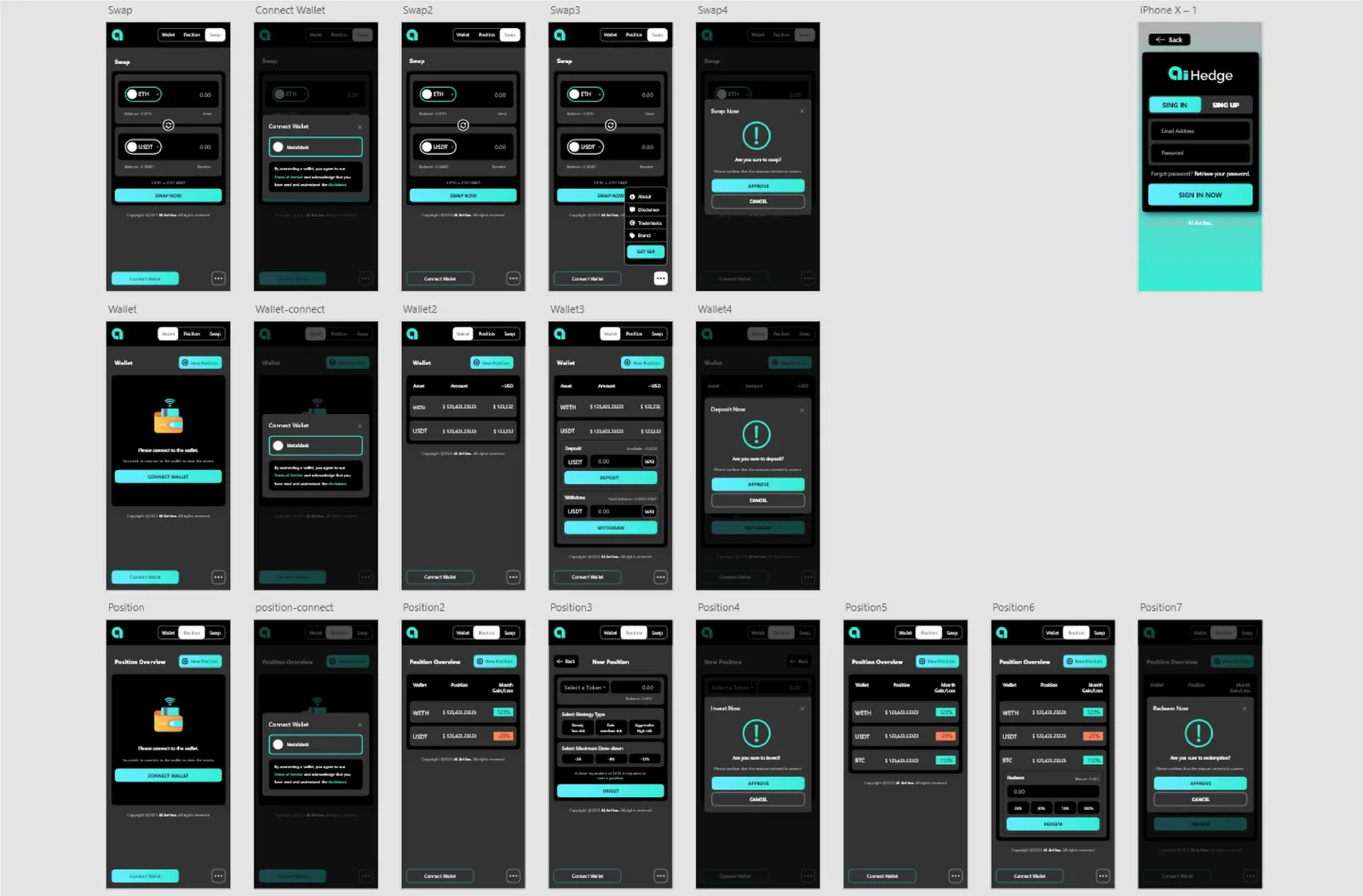 AI Hedge.finance mobile screens